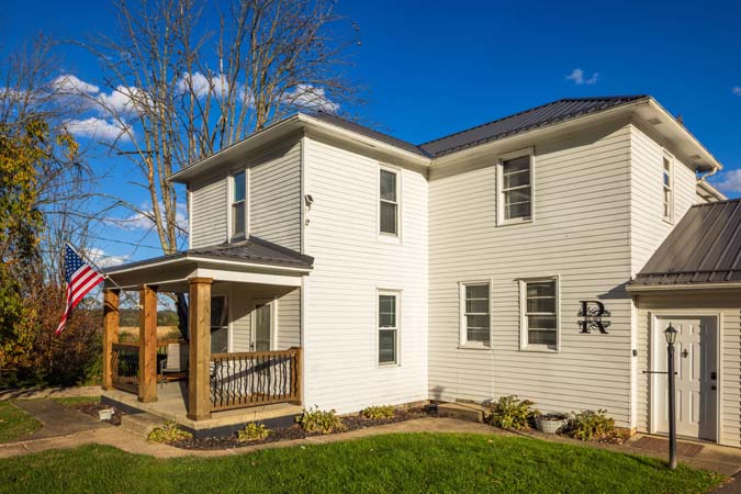 Evening fire pit and hot tub at Ruby Farmhouse