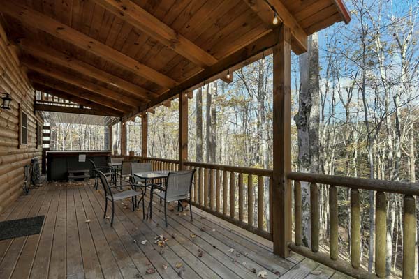 Rustic charm of the cabin deck